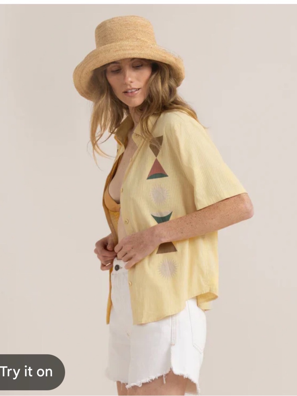 Roark Revival Women’s Bless up Short Sleeve Top Yellow Small Beach Pool Coverup